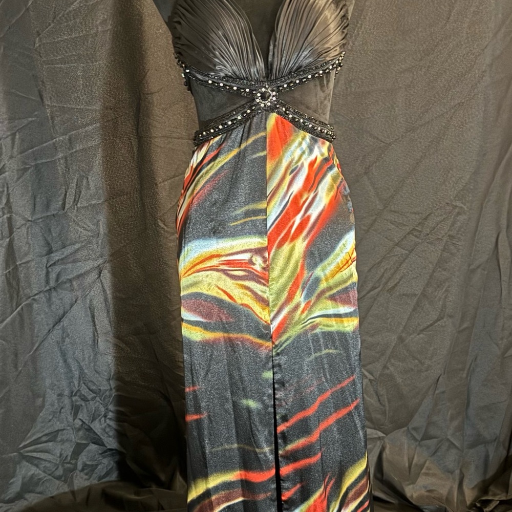 Elegant Black and Multicolor Evening Dress